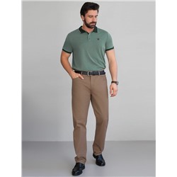 Футболка поло с воротником на пуговтцах из полотна пике с меланжевым плетением с эластаном