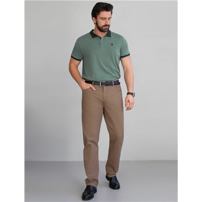 Футболка поло с воротником на пуговтцах из полотна пике с меланжевым плетением с эластаном