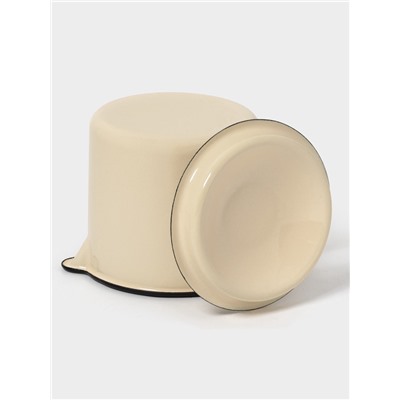 Кружка эмалированная, 1 л, с крышкой и носиком, без декора, цвет слоновой кости