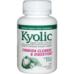 Kyolic, Kyolic Formula 102, Candida Cleanse & Digestion, 100 Vegetarian Tablets