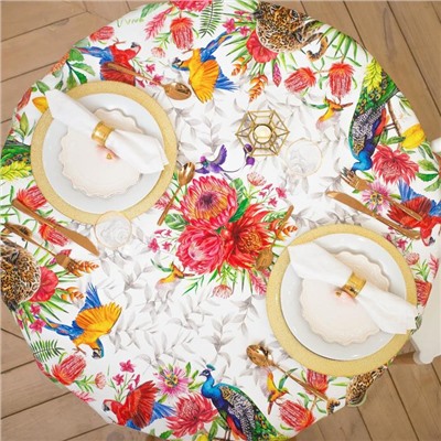 Скатерть «Экзотический сад» d=220±3 см,100% хлопок, саржа 190 г/м²