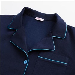 Пижама женская (рубашка, шорты) MINAKU: Light touch, синяя, размер 52