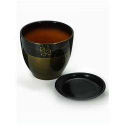 Горшок для цветов «Мираж», керамический, с поддоном, 5 л, коричневый с золотыми полосками