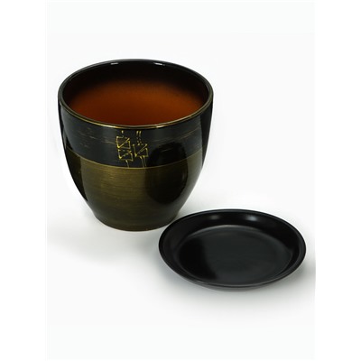 Горшок для цветов «Мираж», керамический, с поддоном, 5 л, коричневый с золотыми полосками