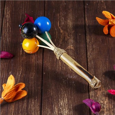Сувенирный музыкальный инструмент «Маракас с 5 шариками» 10×27×10 см