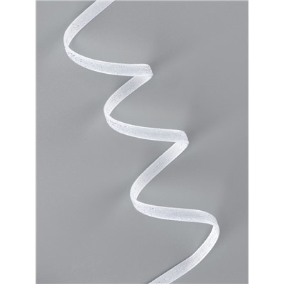 Лента бархатная, с серебряным люрексом, 6 мм, 18±1 м, белая №01