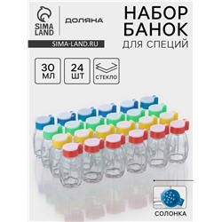 Набор солонок Доляна «Грани», 30 мл, 3.5×7 см, 24 шт., стекло, МИКС