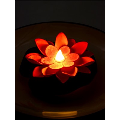 Садовый светильник для водоёмов «Лотос», 10×13×15 см, на батарейке, розовый