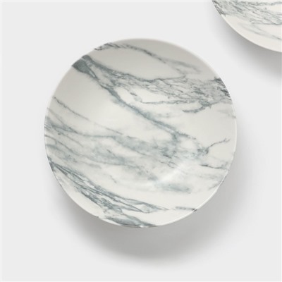 Тарелки глубокие Magistro Real Marble, 800 мл, 21×4.7 см, набор 2 шт., фарфор, белые