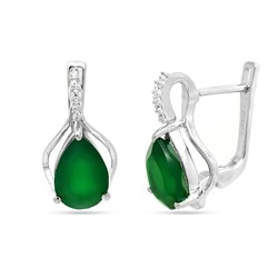Серьги из серебра зеленый агат, Фламинго