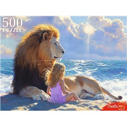 Пазлы 500 "Девочка и лев"