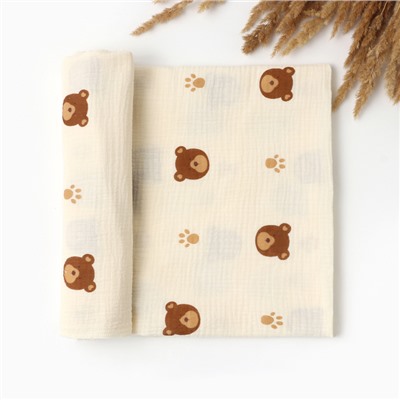 Пелёнка двухслойная «Крошка Я» Bear, 130×100 см, муслин, хлопок 100%