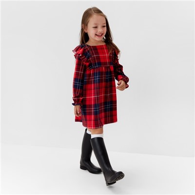 Платье детское с рюшами KAFTAN «Клетка» размер 30 (98-104 см)