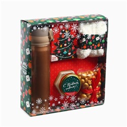 Подарочный набор новогодний «Веселья в новом году»: чай со вкусом лесных ягод 50 г, крем-мед хлопковый 120 г, арахис в шоколадной глазури, 100 г, носки р-р: 36...