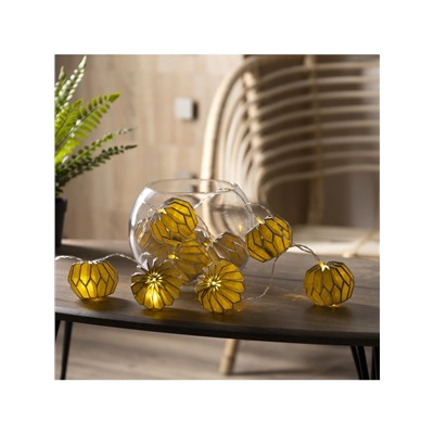 Гирлянда «Нить» 2 м с насадками «Синий фонарик», IP20, прозрачная нить, 10 LED, батарейки AAx2 (нет в комплекте), свечение тёплое белое