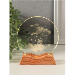 Световая фигурка стекло «Диск. Голограмма: Облако со звёздами», 5×LED, d=10 см, USB, 10×4×11.4 см