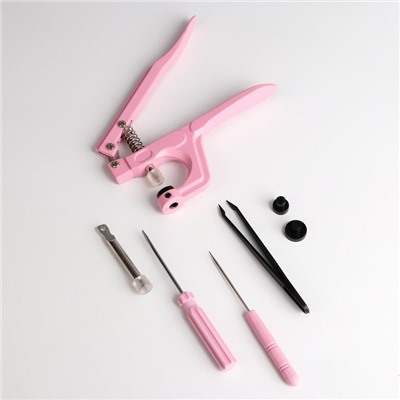 Набор для установки пластиковых кнопок: кнопки, d=13 мм, 100 шт., щипцы, шило, отвёртка, пинцет, в органайзере