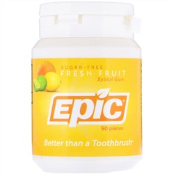 Epic Dental, Xylitol Gum, Sugar-Free, Fresh Fruit, 50 Pieces