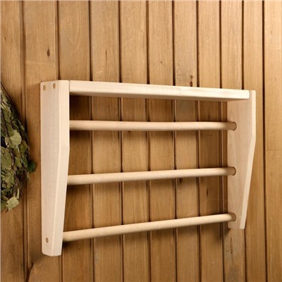 Вешалка для бани и сауны, для полотенец, деревянная, 3 перекладины, «Добропаровъ»