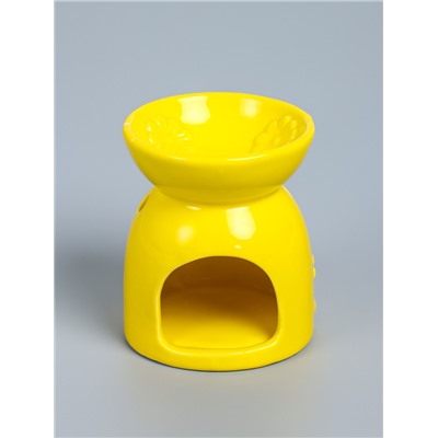 УЦЕНКА Аромалампа для эфирных масел керамика «Стрекоза на цветке», жёлтая, 7.2×7.2×8.3 см