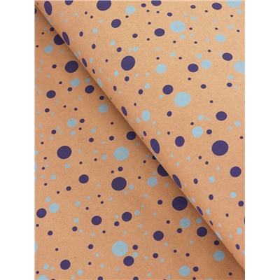 Крафт бумага «Конфетти» синий/голубой на коричневом фоне, 0.72×10±5% м, 60 г