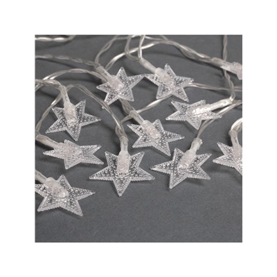 Гирлянда «Нить» 3 м с насадками «Звёзды», IP20, прозрачная нить, 20 LED, батарейки AAх3 (нет в комплекте), свечение мульти