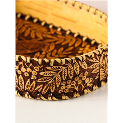 Сухарница традиционная «Птичка в рябине», 23×15×4.5 см, береста