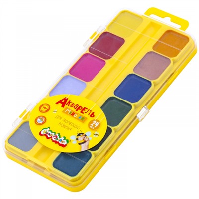 Краски акварельные медовые 24цв АККМФ24 без кисти пласт.уп Каляка-Маляка