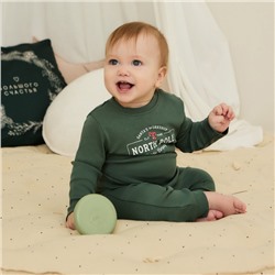 Костюм детский (штанишки, кофточка) «Крошка Я. Еловые веточки», рост 62-68 см, зелёный