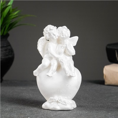 Фигурка гипс «Ангелы на сердце», перламутровый, 14×8×6 см