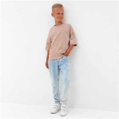 Футболка детская MINAKU:Basic line kids, бежевая, рост 122-128 см