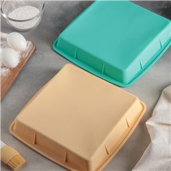 Форма для выпечки Доляна «Квадрат», силикон, 27×27×4 см (с бортиками), внутренний размер 23×23 см, МИКС