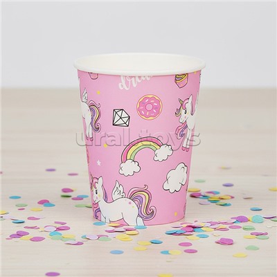 Набор посуды одноразовой "Сладость единорога" стаканы (10 шт.)