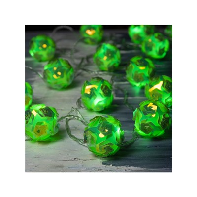 Гирлянда «Нить» 4.5 м с насадками «Цветочные шары», IP20, прозрачная нить, 15 LED, свечение зелёное, 220 В