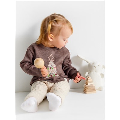 Джемпер вязаный «Крошка Я. Новогодние игрушки», рост 86-92 см, коричневый