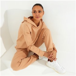 Костюм женский (худи, брюки) MINAKU: Casual Collection, размер 42, бежевый