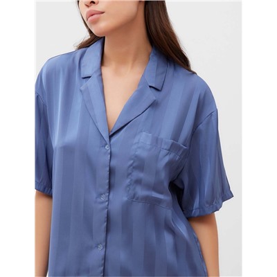 Пижама женская (рубашка, шорты) KAFTAN «Полоса», размер 48-50, синяя