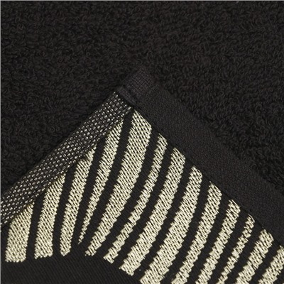 Полотенце махровое Love Life Leaves 50×90 см, 100% хлопок, 360 г/м², черное