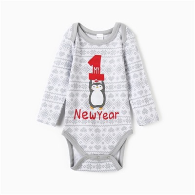 Боди с длинным рукавом Крошка Я «Первый НГ», рост 74-80 см, цвет белый