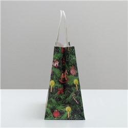 Пакет подарочный новогодний крафтовый «Новогодняя ёлочка», 22×25×12 см