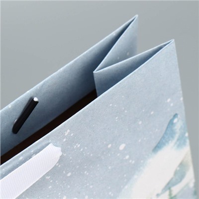 Пакет подарочный новогодний крафтовый «Чудеса случаются», M 26×30×9 см