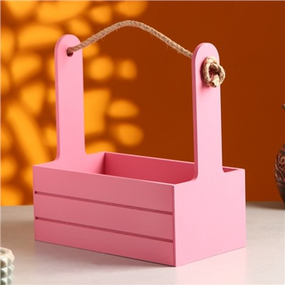 Подарочный ящик «Аром», 25.5×15×30 см, деревянный, ручка - канат, розовый