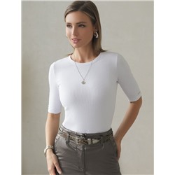 Футболка из трикотажа в широкий рубчик