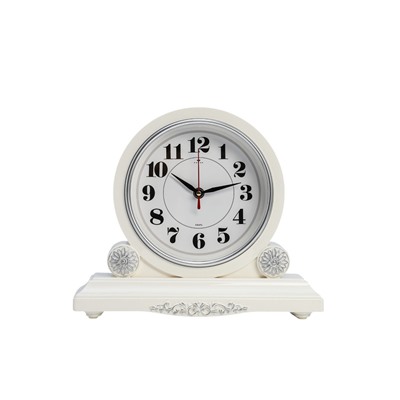 Часы настольные каминные «Берта», бесшумные, d=16.5 см, белые, от батарейки 1×АА