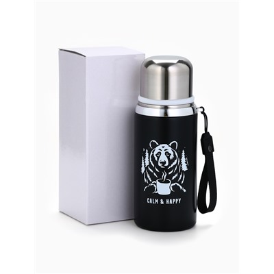 Термос Calm and happy, чёрный, 600 мл