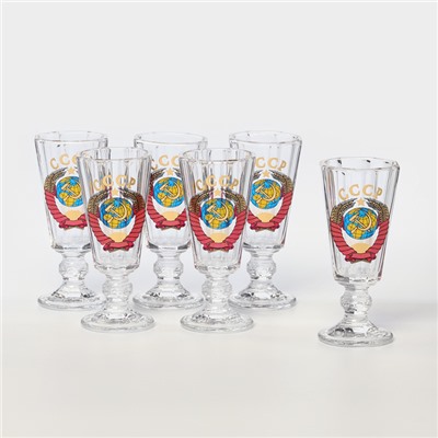Набор стеклянных рюмок «Герб СССР», 35 мл, 6 шт.
