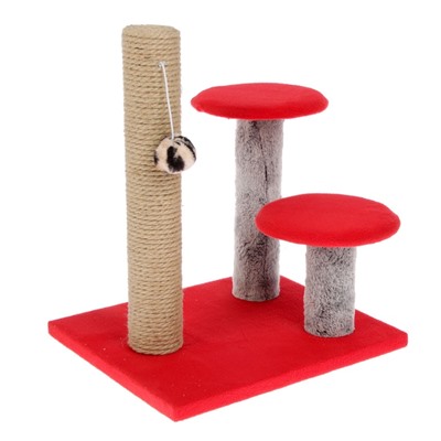 Когтеточка «Столбик» с двумя грибами, джут 43×36×31 см, МИКС ЦВЕТОВ