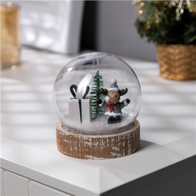 Светодиодная фигура «Шар с оленёнком» 8×8 см, дерево, пластик, батарейки AG13×3, свечение тёплое белое