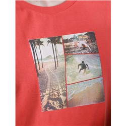 Футболка мужская коралловая с принтом