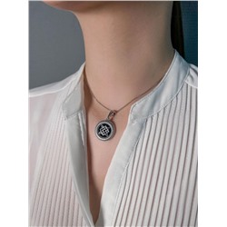 Подвеска Звезда Руси кулон славянский оберег с натуральным камнем чёрный агат чернёное серебро 925 пробы 4102017 Звезда Руси